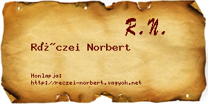 Réczei Norbert névjegykártya